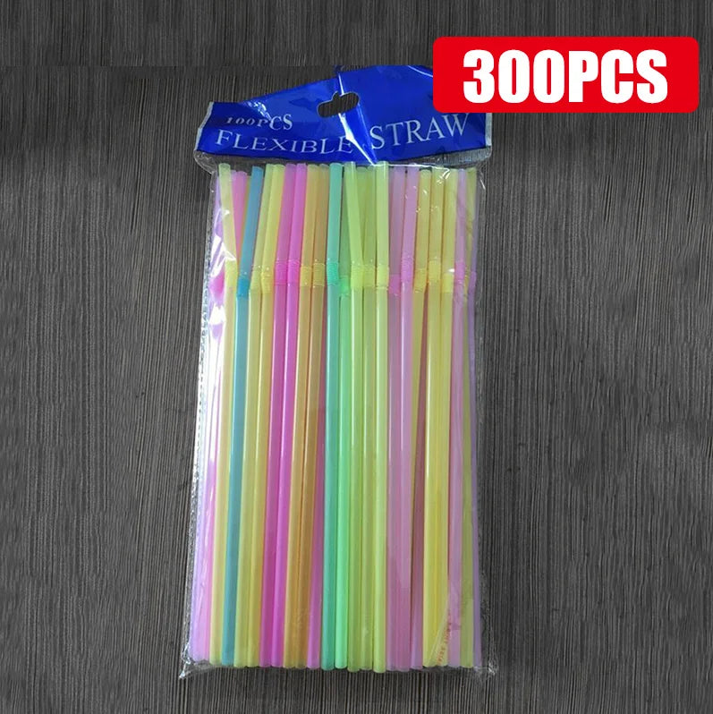 🥤🌈 Plastic Drinking Straws – Πολύχρωμα Καλαμάκια 50-1000PCS ✨ Ιδανικά για Party, Γάμους & Καθημερινή Χρήση