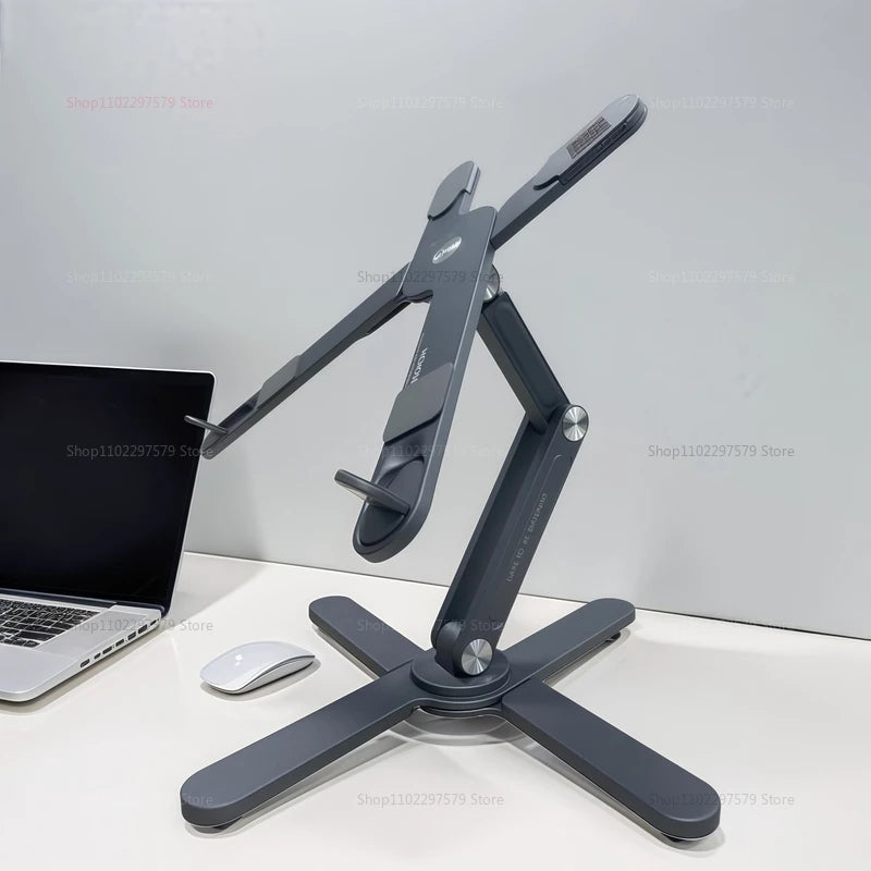 💻🔄 Foldable 360° Rotating Laptop Stand – Αλουμινένια Αναδιπλούμενη Βάση με Ψύξη 🎯