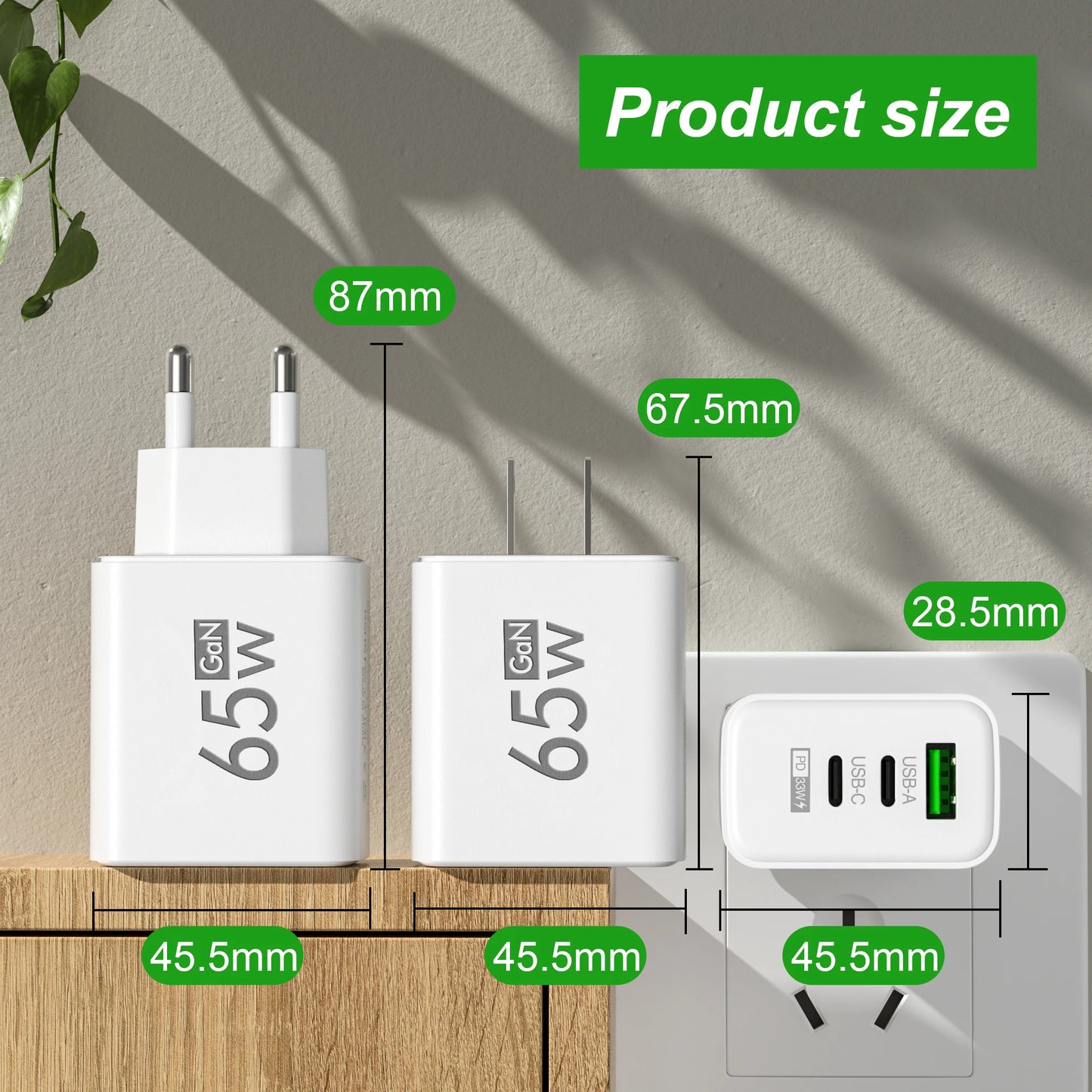 ⚡🔋 Total 65W GaN USB PD Charger – Φορτιστής Τοίχου 3 Θυρών για Γρήγορη Φόρτιση 📱💻