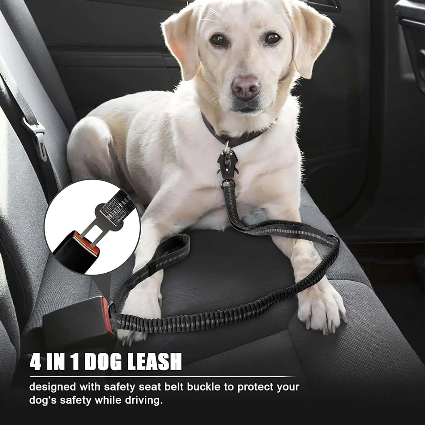 🚘🐕 Reflective Shock-Absorbing Dog Leash with Car Seatbelt – Tactical & Ανθεκτικό Bungee Λουρί 💥🦴 Αντοχή, έλεγχος & ασφάλεια – στη βόλτα και στο αυτοκίνητο!
