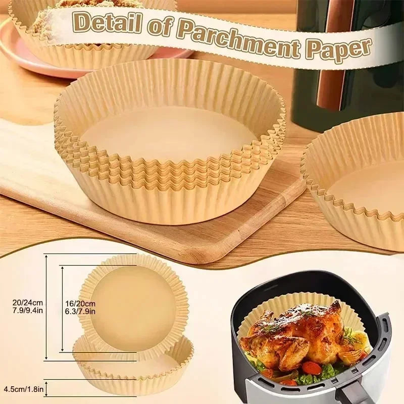 🍟✨ Disposable Air Fryer Paper – Καθαριότητα & Μαγείρεμα Χωρίς Κόπο! ✨🍟 Non-Stick Baking Liners | Oilproof | Multi-Use Kitchen Pads