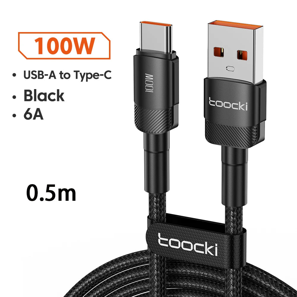 ⚡🔌 Toocki 6A USB to Type-C Cable – PD 100W Ταχεία Φόρτιση & Data Sync 🎯