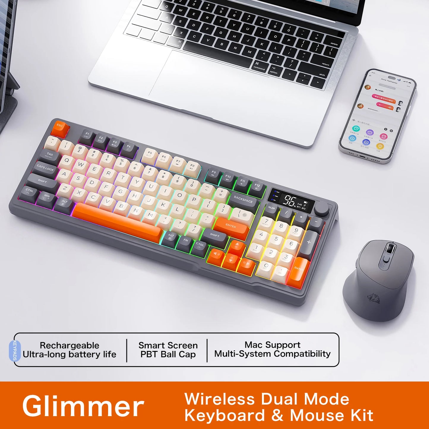 ⌨️🖱️ FREEWOLF M96 Wireless Keyboard & Mouse Set – Smart Screen, Dual Mode, Multi-Device & Εργονομία σε νέα διάσταση! 🔥💡