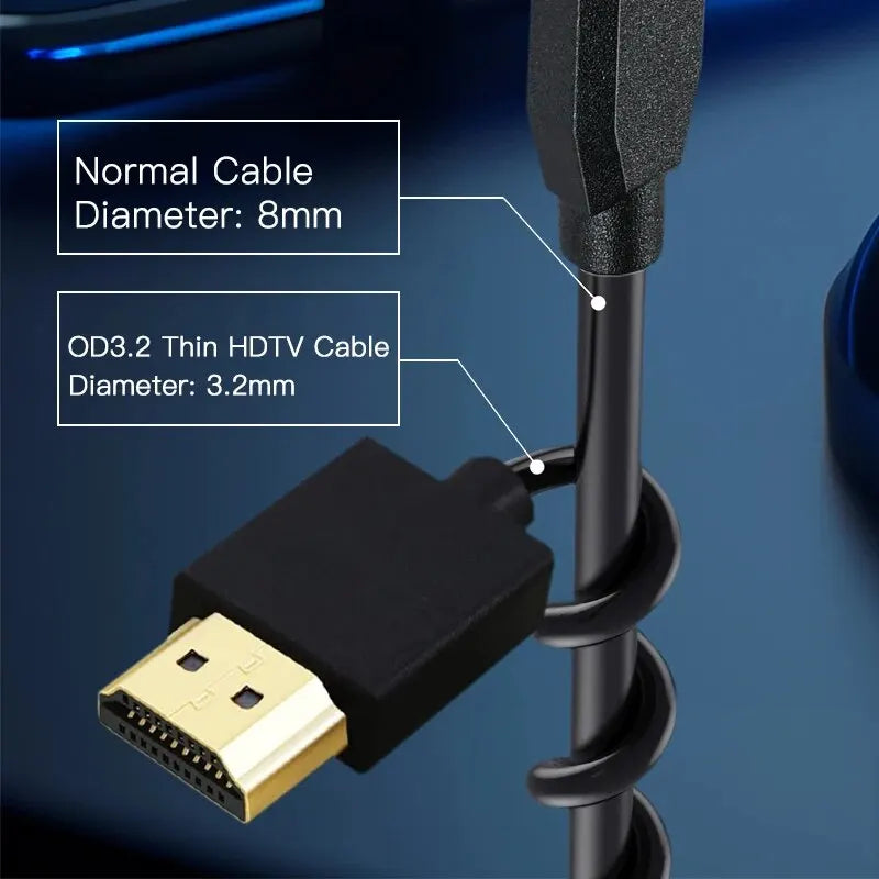 📺 Ultra Thin HDTV Cable OD 3.2mm | 4K@60Hz | HDMI 2.0 | Ελαφρύ & Ευέλικτο
