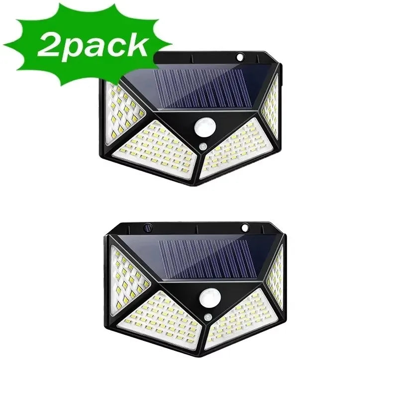 🔆🌙 100 LED Solar Wall Lamp – Ηλιακό Φωτιστικό Τοίχου με Αισθητήρα Κίνησης & 4 Πλευρές Φωτισμού | Αδιάβροχο IP65 για Κήπο & Εξωτερικούς Χώρους