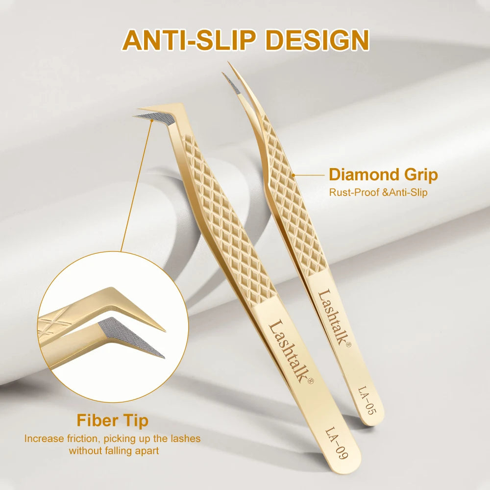 ✨ Lashtalk Precision Fiber Tip Tweezer – Premium Λαβίδα για Eyelash Extensions με Diamond Grip ✨