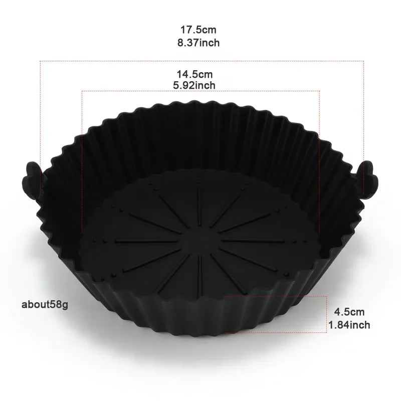 🍟 Σκεύος Σιλικόνης για Air Fryer με Λαβές – Αντικολλητικό, Επαναχρησιμοποιήσιμο & Ανθεκτικό | Ιδανικό για Ψήσιμο & Grill