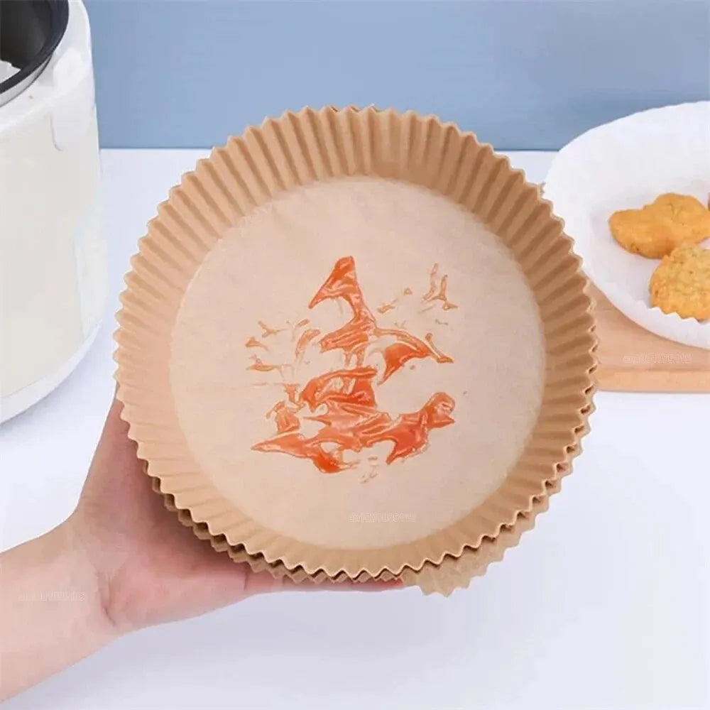 🍗🔥 Air Fryer Liners – Καθαρό Μαγείρεμα Χωρίς Κόπο! 🔥🍗 50/100pcs | Non-Stick | Eco-Friendly | Round Paper Liners