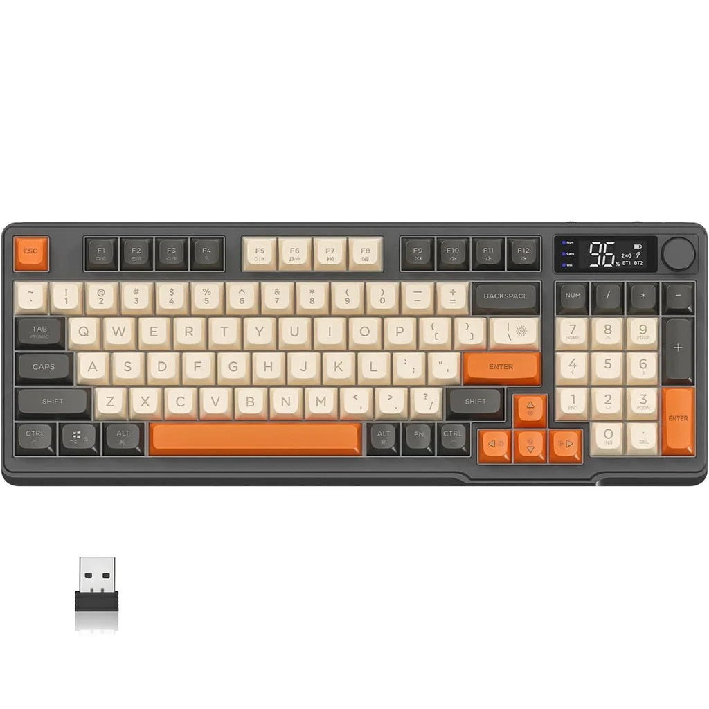 ⌨️🔥 FREEWOLF M96 Wireless Mechanical Keyboard 🌈 Gradient Keycaps | 🔄 Dual-Mode BT/2.4G | 🖥️ OLED Οθόνη | 🔋 Μπαταρία μεγάλης διάρκειας