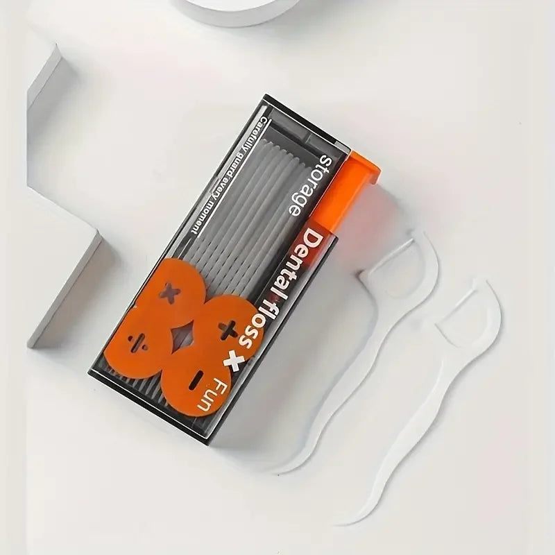 🦷 10Pcs Mecha Wind Mirror Portable Floss Box – Αυτόματο Pop-Up Οργανωτής Οδοντικού Νήματος