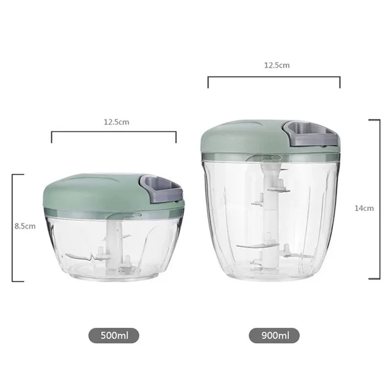 🔪🥕 Χειροκίνητο Μηχανικό Μπλέντερ 500ml/900ml – Πολυκόφτης Σκόρδου, Κρεμμυδιού & Λαχανικών