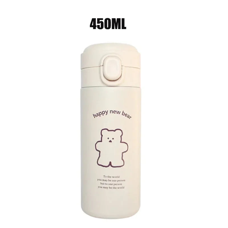 🐻 Bear Thermos Cup 350ml/450ml | Ανοξείδωτο Θερμός Μπουκάλι Νερού | Ιδανικό για Σπορ & Ταξίδια