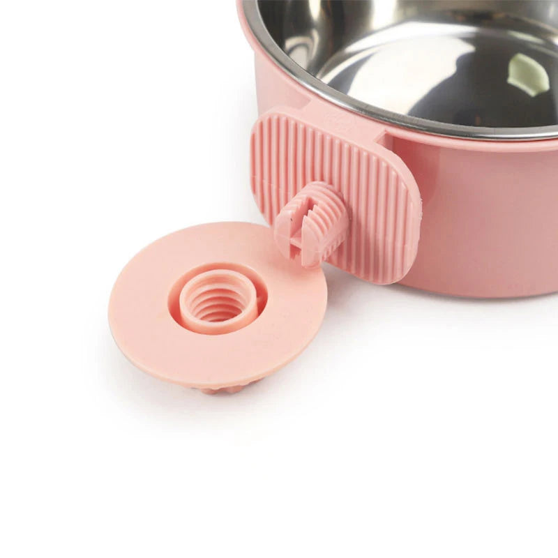 Hanging Pet Bowl 🐾 | 2-in-1 Detachable Design 🥣 | Stainless Steel 🔩 | Fixed Crate Feeder for Cats & Dogs 🐶🐱