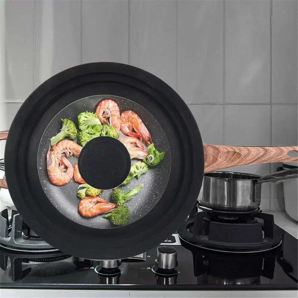 🍳 Καπάκι Τηγανιού & Κατσαρόλας από Ανθεκτικό Γυαλί & Σιλικόνη – Διαφανές με Λαβή Σιλικόνης | 16-32cm