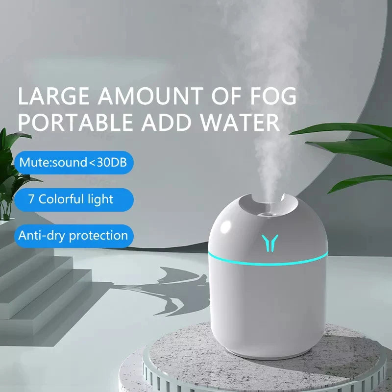 💧🌙 Mini Ultrasonic Air Humidifier 250ML – USB Aroma Diffuser με Ρομαντικό Φως ✨ Ιδανικό για Σπίτι & Αυτοκίνητο