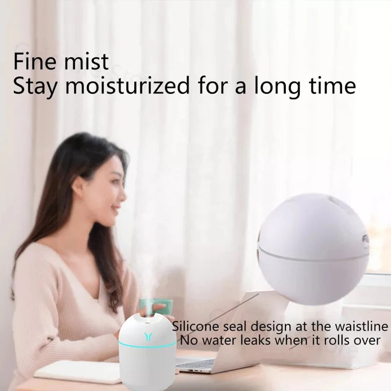 💧🌙 Mini Ultrasonic Air Humidifier 250ML – USB Aroma Diffuser με Ρομαντικό Φως ✨ Ιδανικό για Σπίτι & Αυτοκίνητο