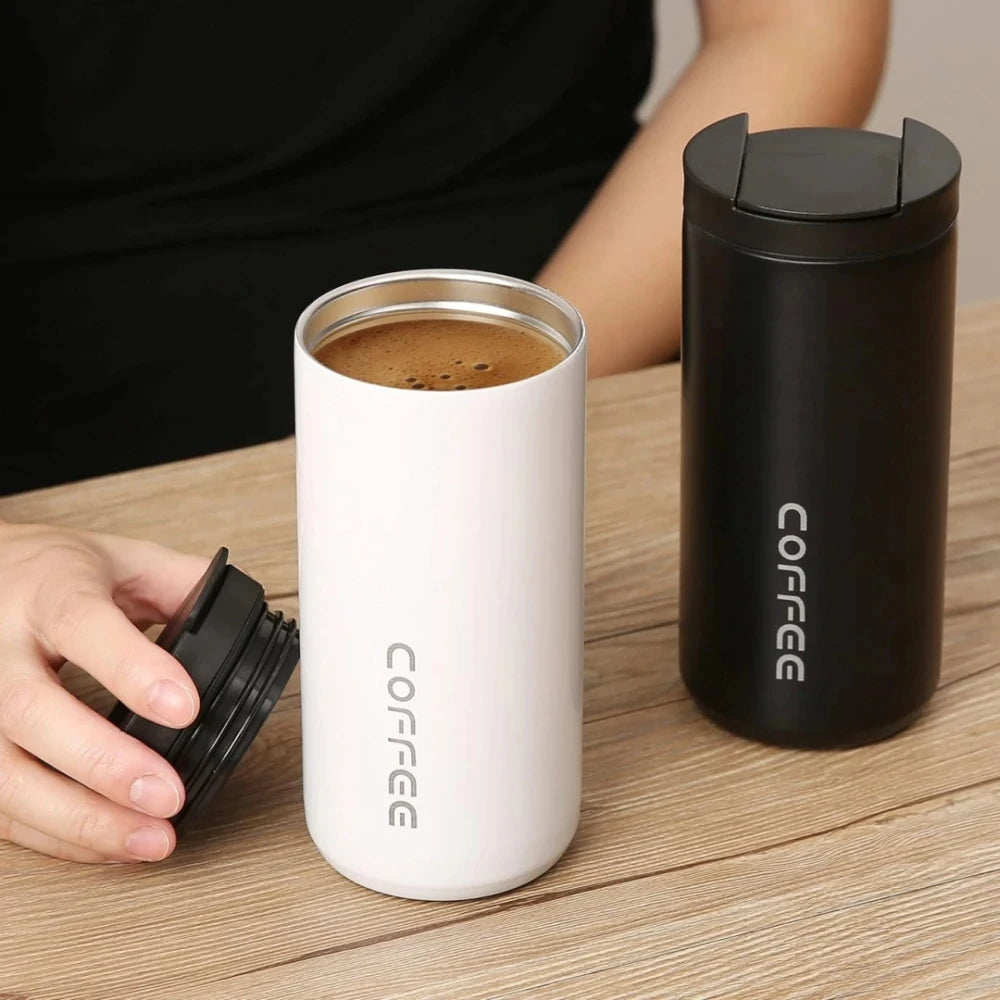 ☕ 400ML Ανοξείδωτο Θερμός Καφέ – Leakproof Car Vacuum Flask 🚗🔥❄️