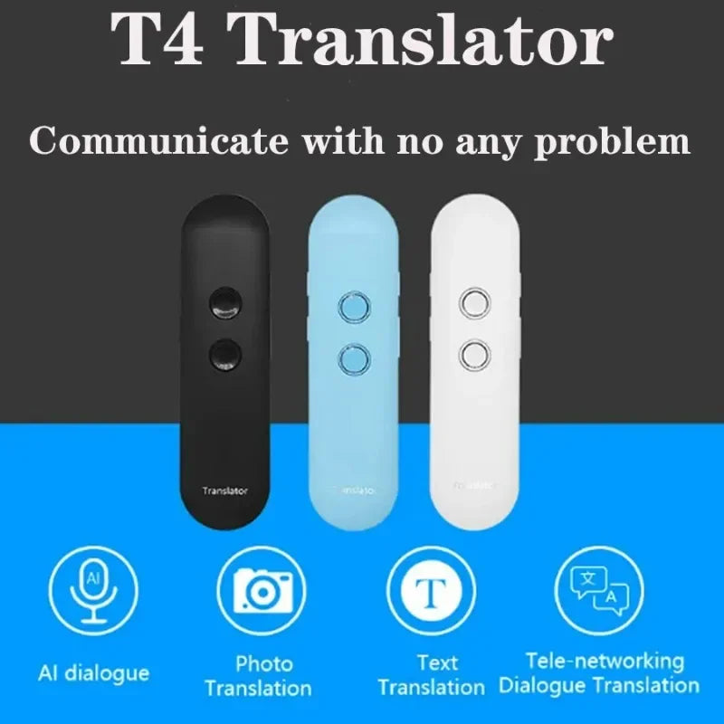 🌍 T4 Portable Wireless Smart Translator – 40 Γλώσσες, Δύο Κατευθύνσεων, Σε Πραγματικό Χρόνο