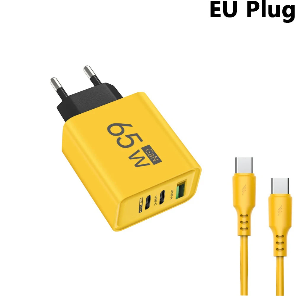 ⚡🔋 65W GaN USB PD Charger – Φορτιστής 3 Θυρών για Γρήγορη Φόρτιση 📱💻