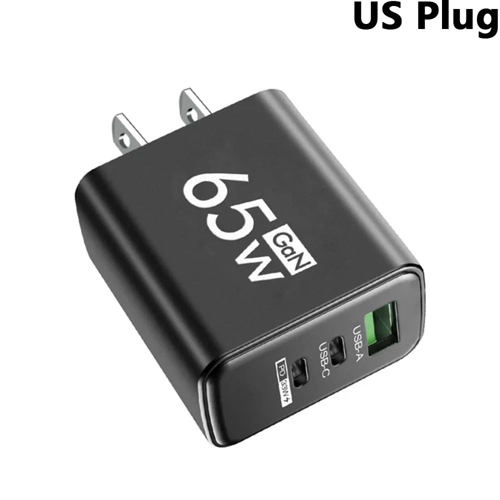 ⚡🔋 65W GaN USB PD Charger – Φορτιστής 3 Θυρών για Γρήγορη Φόρτιση 📱💻
