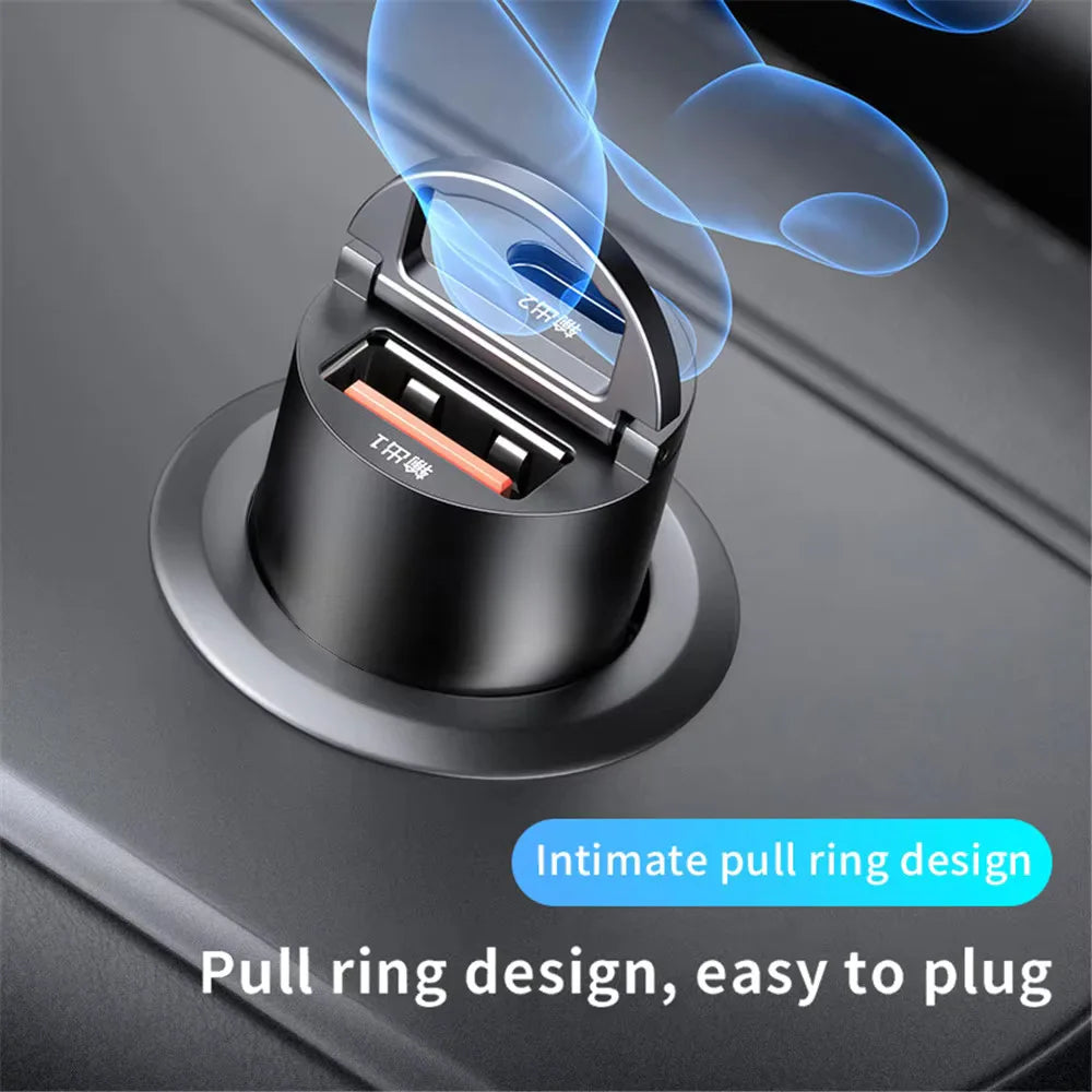 ⚡🚗 Mini Car Charger QC3.0 PD 100W/200W – Dual USB & Type-C Γρήγορος Φορτιστής Αυτοκινήτου 12-24V