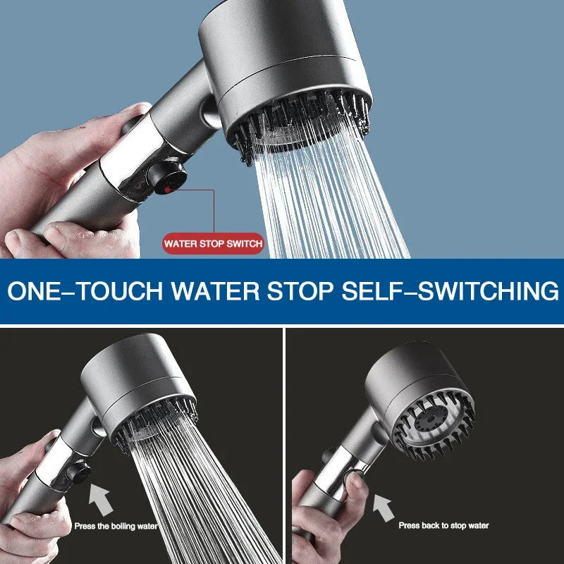 🚿 Τηλέφωνο Ντους Υψηλής Πίεσης με Φίλτρο & 3 Λειτουργίες – Massage Brush & Rain Faucet Design