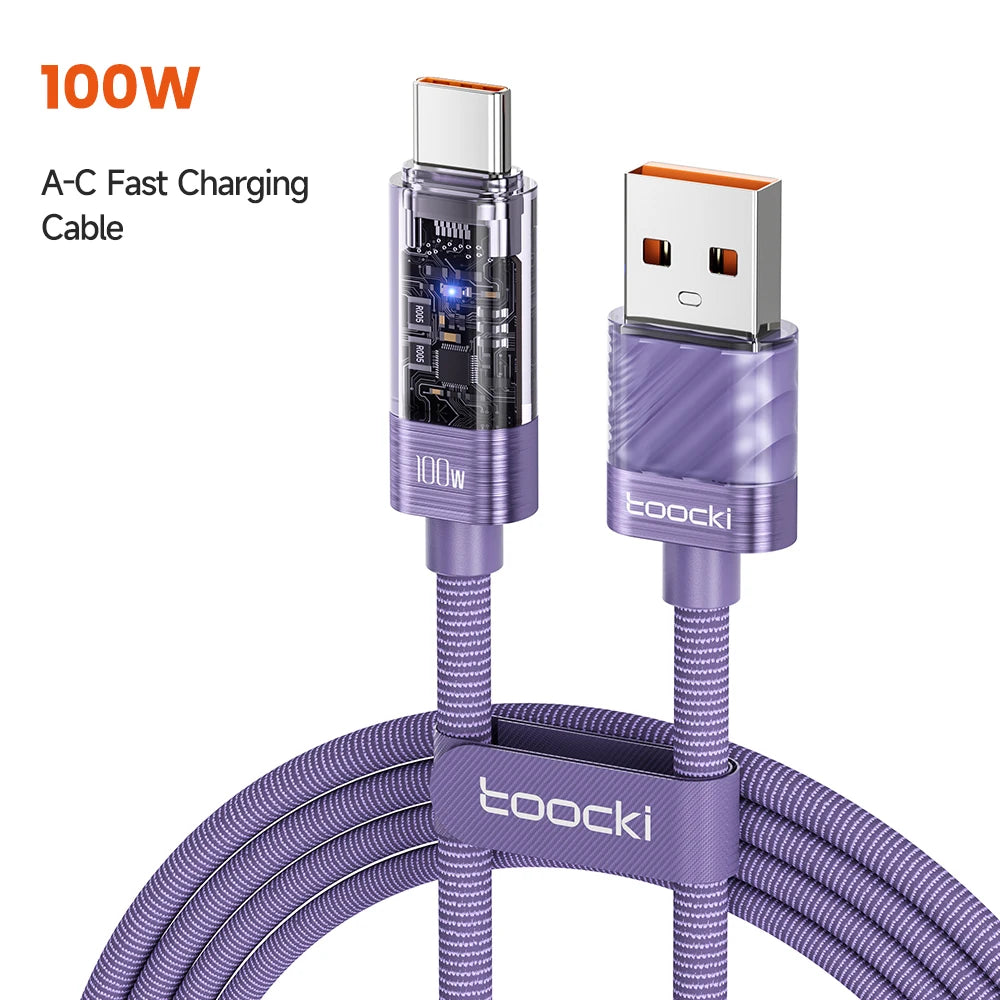 ⚡🔌 Toocki 100W USB Type-C Cable – Αυτόματη Απενεργοποίηση & LED Indicator