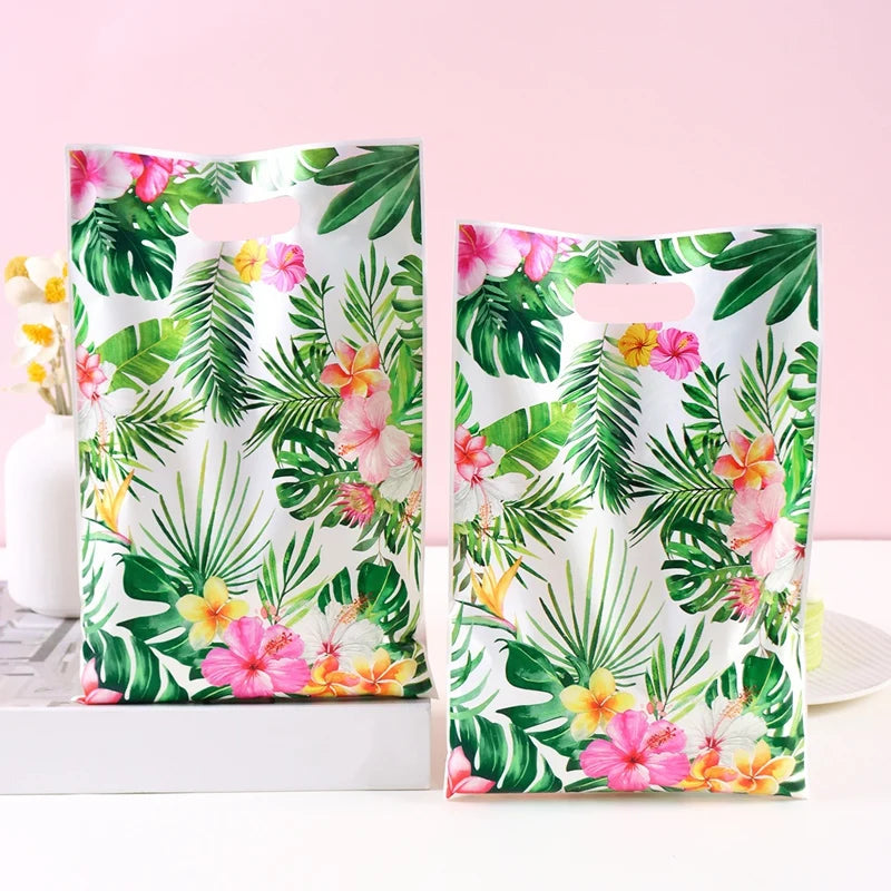 🌺 Χαβανέζικες Τσάντες Δώρων με Χερούλι – 10/20/50pcs | Hawaii Luau Tropical Beach Party Favor Bags για Γενέθλια & Εκδηλώσεις