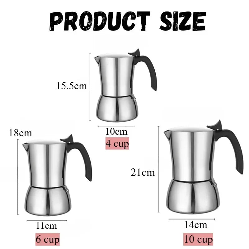 ☕✨ Stainless Steel Moka Pot – Αυθεντικός Ιταλικός Espresso Παντού! ✨☕ Stainless Steel Stovetop Espresso Maker