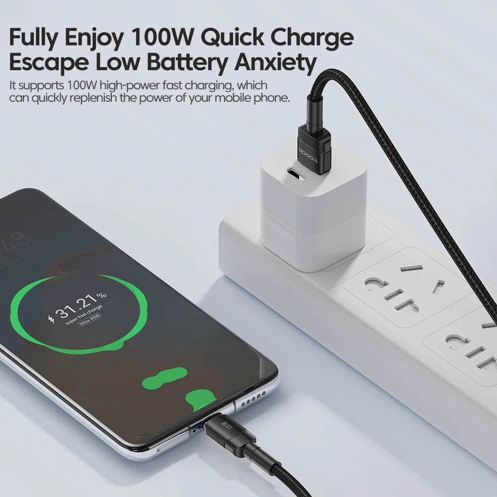 ⚡🔌 Toocki 6A USB to Type-C Cable – PD 100W Ταχεία Φόρτιση & Data Sync 🎯