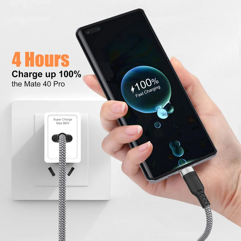 ⚡ NNBILI 6A Υφασμάτινο USB Type-C Καλώδιο Γρήγορης Φόρτισης – Samsung / Huawei / Xiaomi / PS5 / Switch (1M – 8M)