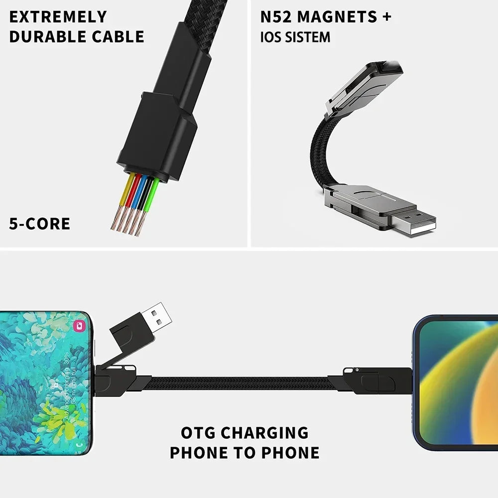 🔌✨ Multi Charging Cable 4-in-1 – Fast PD 60W | Magnetic | Keyring Design Η πιο έξυπνη λύση για ταξίδια & καθημερινότητα! 🌍🔋