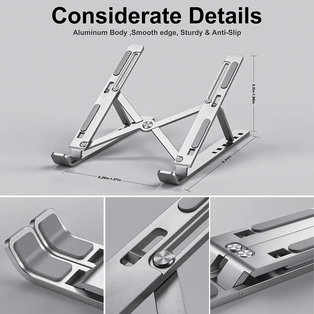 💻✨ Portable Aluminum Laptop Stand – Ρυθμιζόμενη & Αναδιπλούμενη Βάση MacBook & PC 🎯