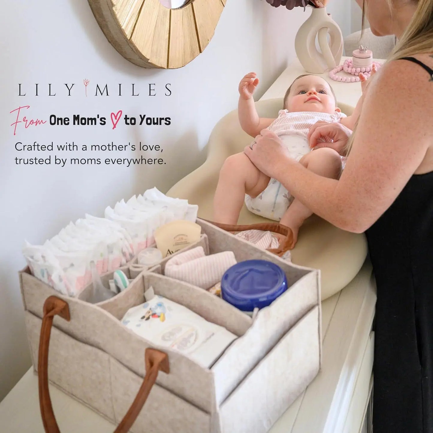 👶🍼 Baby Felt Storage Organizer Basket – Πολυχρηστικό Caddy για Πάνες & Αξεσουάρ