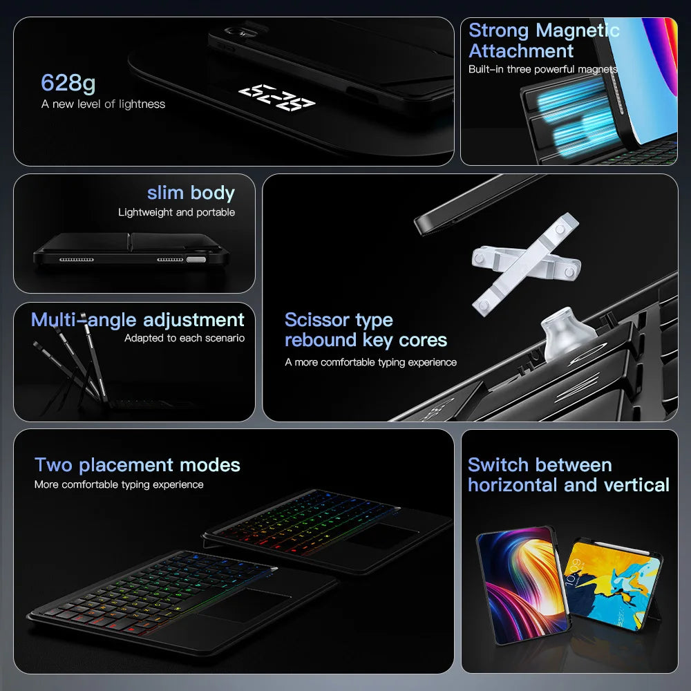 📱✨ Smart Διαιρούμενη Θήκη Πληκτρολογίου για iPad 10th & 11th Gen 10.9”