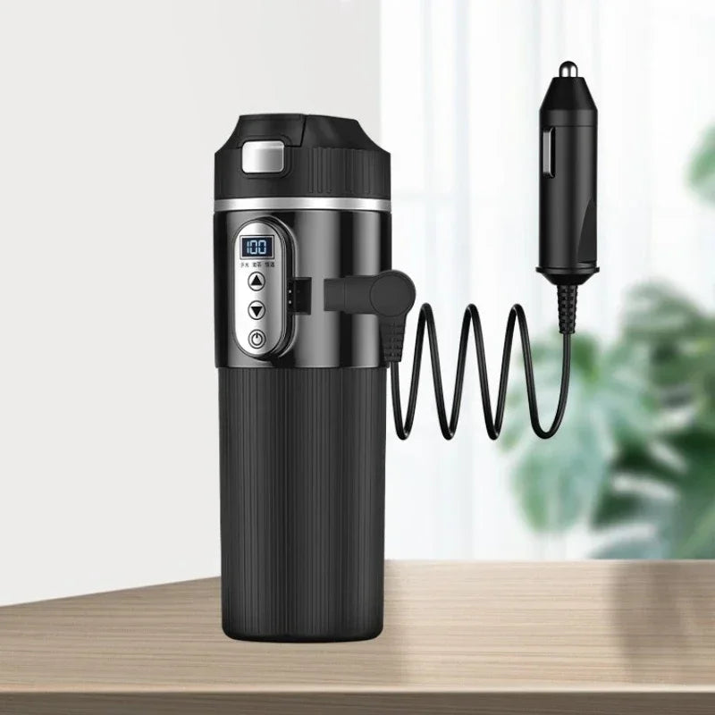 🚗☕ 500ml Ηλεκτρικό Θερμός Αυτοκινήτου | Car Heating Cup με LCD Οθόνη & Ρυθμιζόμενη Θερμοκρασία 🔥 | 12V/24V In-Car Kettle