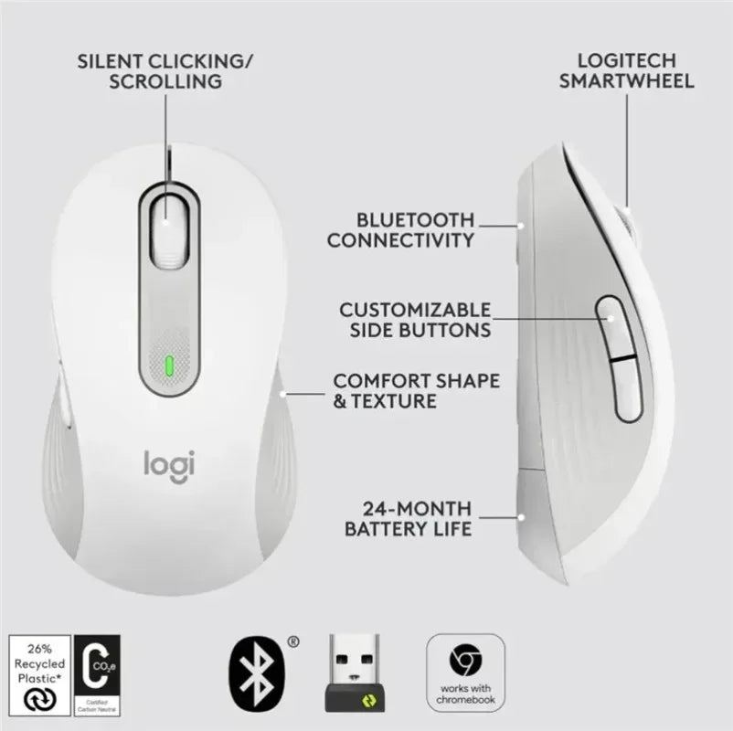 🖱️ Logitech M650 / M650L Wireless Bluetooth Mouse – Silent, Εργονομικό, Plug & Play για Δεξιόχειρες 🔇 Ιδανικό για Laptop, PC, Mac & Multi-Device Χρήση | Bluetooth + 2.4GHz | Άνεση χωρίς θόρυβο