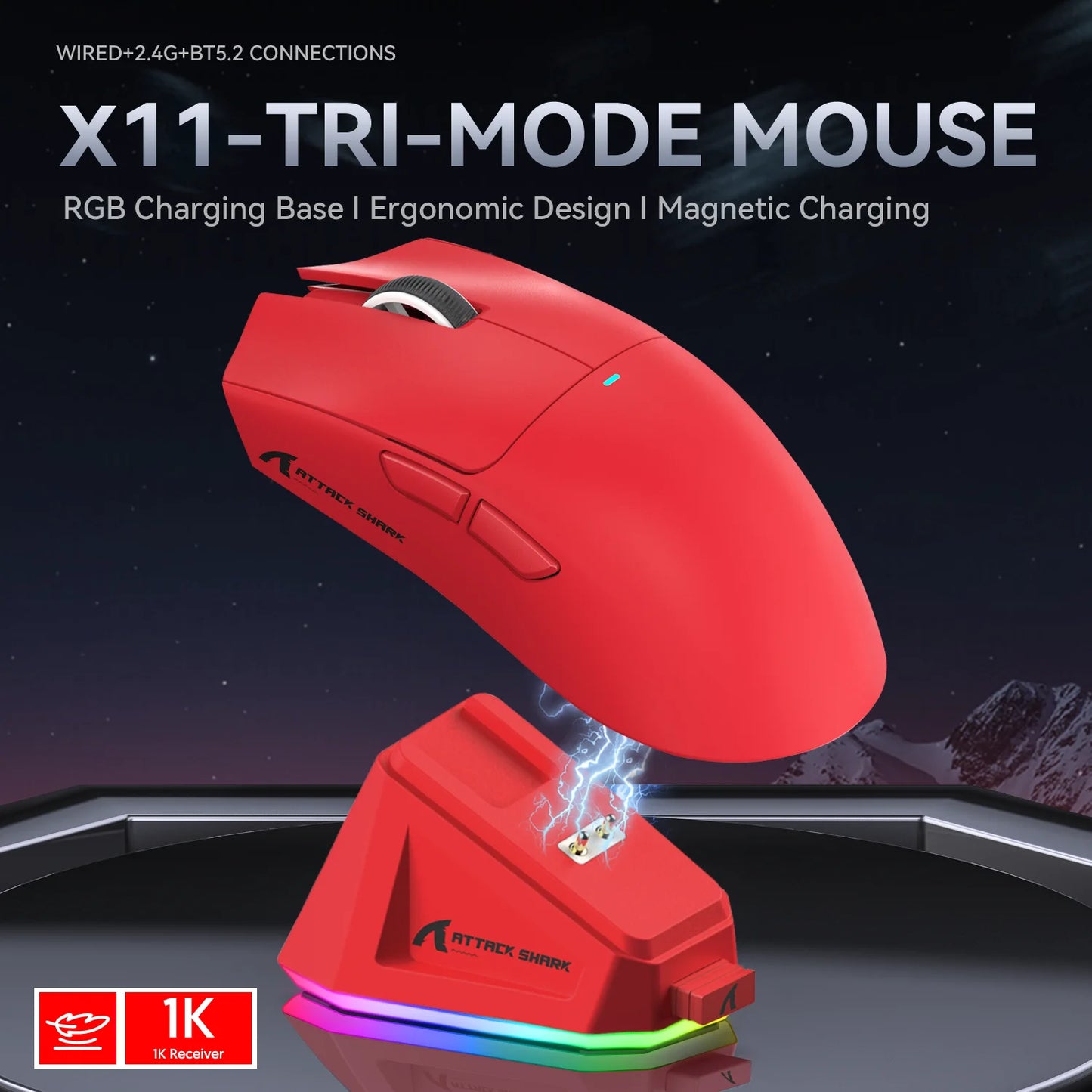 🎮🦈 ATTACK SHARK X11 Wireless Gaming Mouse – 22.000 DPI, 3 Modes, Magnetic Dock & Ultra-Light 63g ⚡ Ποντίκι Gaming Υψηλής Απόδοσης – Χωρίς Όρια, Μόνο Αντίδραση!