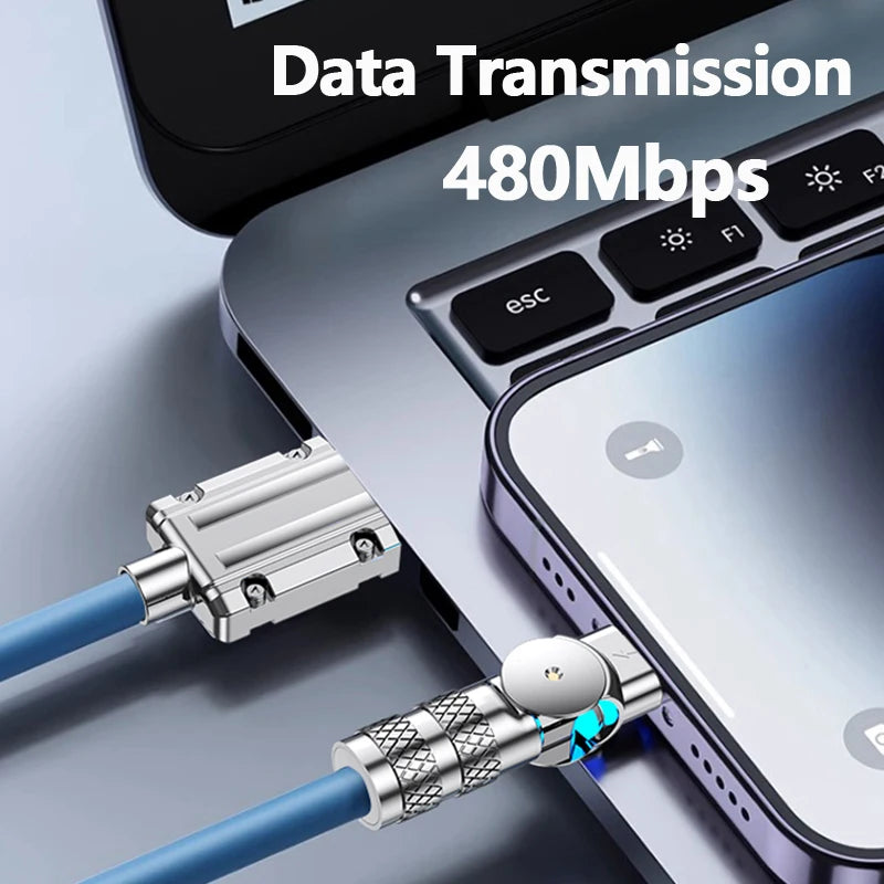 🎮⚡ Micro USB 120W 3A Elbow Fast Charging Cable – Για Gaming & Γρήγορη Φόρτιση 📱