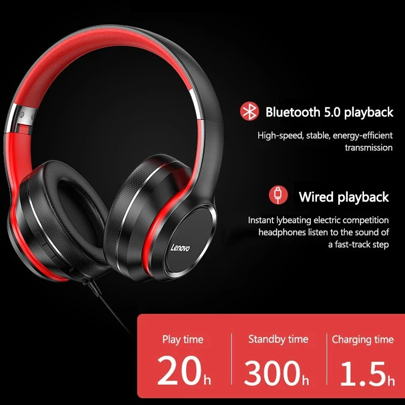 🎧 Lenovo HD200 – Ασύρματα Bluetooth Over-Ear Ακουστικά με Πτυσσόμενο Σχεδιασμό & HIFI Ήχο
