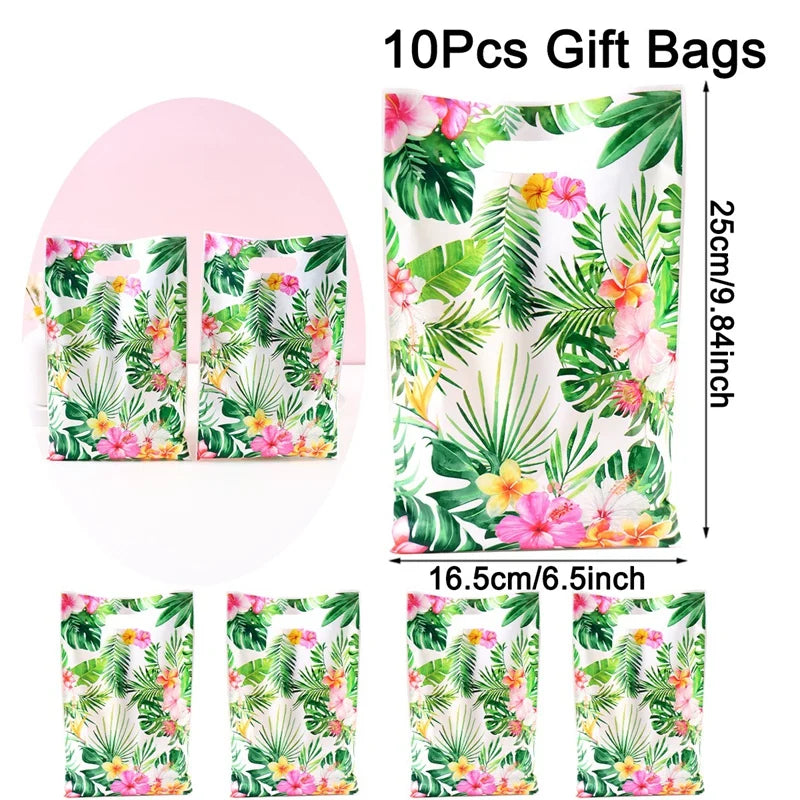 🌺 Χαβανέζικες Τσάντες Δώρων με Χερούλι – 10/20/50pcs | Hawaii Luau Tropical Beach Party Favor Bags για Γενέθλια & Εκδηλώσεις