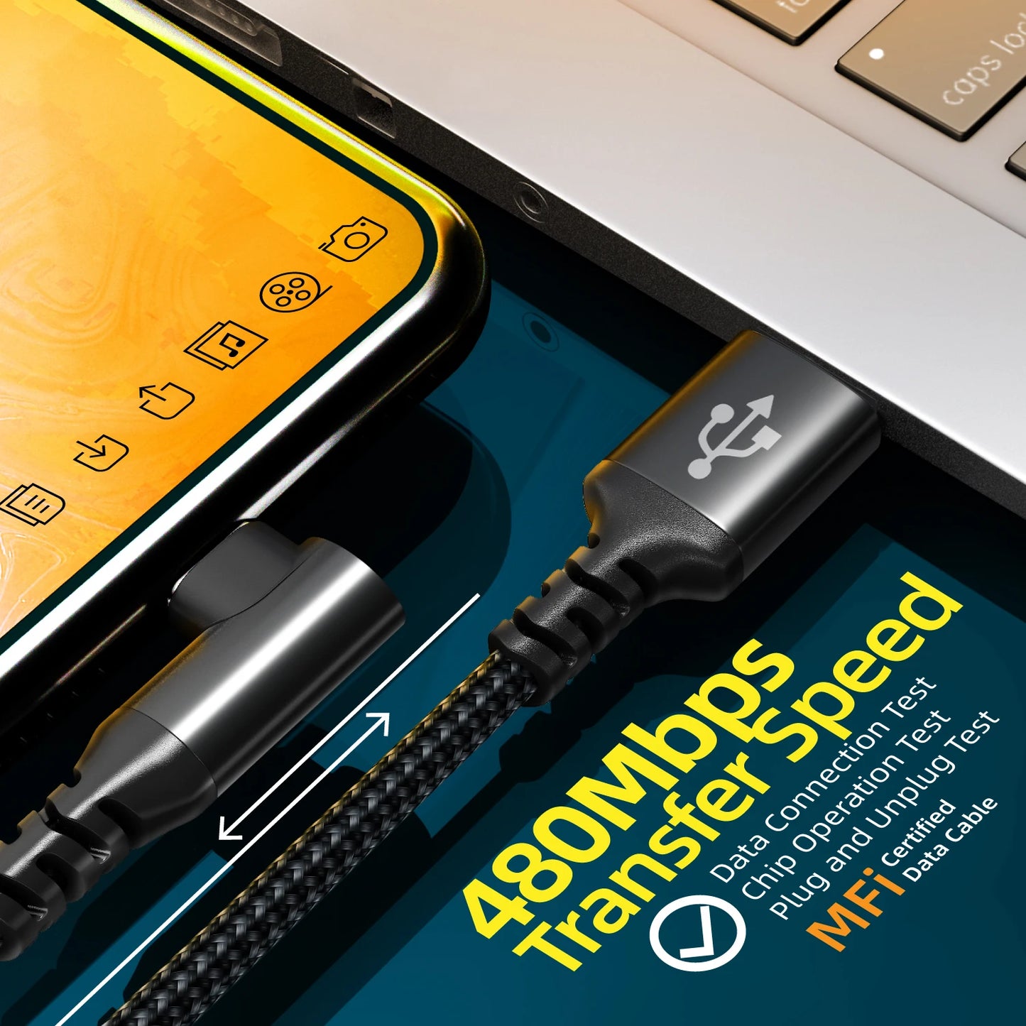 ⚡📱 90° Lightning Cable MFi Certified – Δεξιάς Γωνίας Φορτιστής για iPhone 14/13/12 🎯