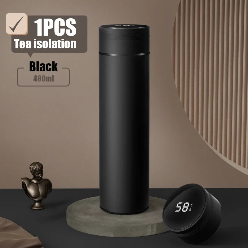 🌡️☕ Smart Thermos 480ml | 304 Ανοξείδωτο Ατσάλι | 💧 Αδιάβροχο | LED Ένδειξη Θερμοκρασίας | Double-Wall Vacuum Cup