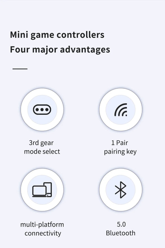 AyeBeau Mini Bluetooth Gamepad – Ασύρματο Χειριστήριο Gaming για Android, iOS, PC, Nintendo Switch, PlayStation & Xbox