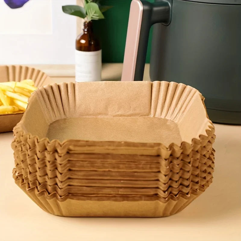 🍟🧾 Square Air Fryer Liners – Μαγείρεμα Χωρίς Λάδια & Καθάρισμα! 🧾🍟 50/100pcs | Food-Grade Oil Paper | Non-Stick & Waterproof | Heat Resistant