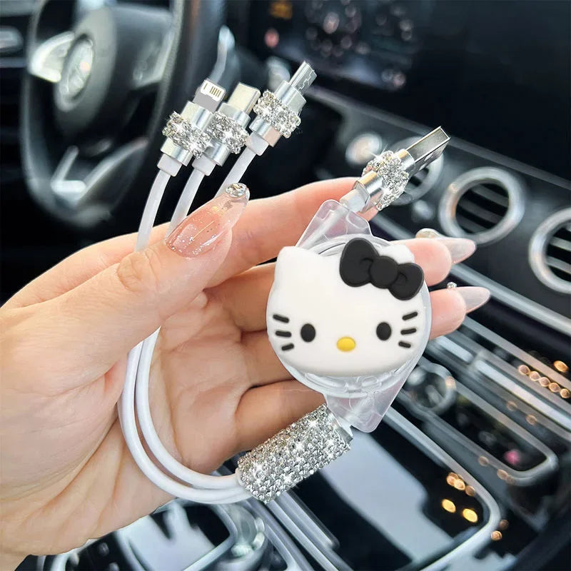 🌸 Sanrio Hello Kitty 3 σε 1 Καλώδιο Φόρτισης – Για iPhone, Android, Type-C & Micro USB