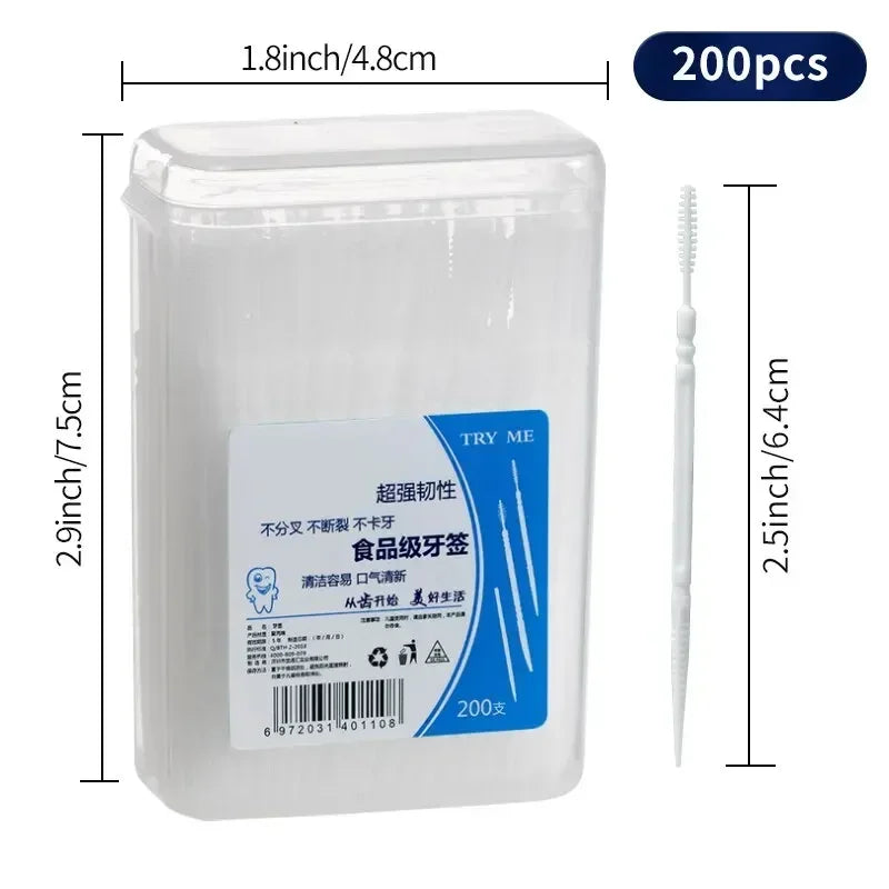 🦷✨ Portable Ultra Fine Toothpick – Διπλής Κεφαλής Οδοντογλυφίδες σε Οικογενειακή Συσκευασία (200τμχ) 🎯