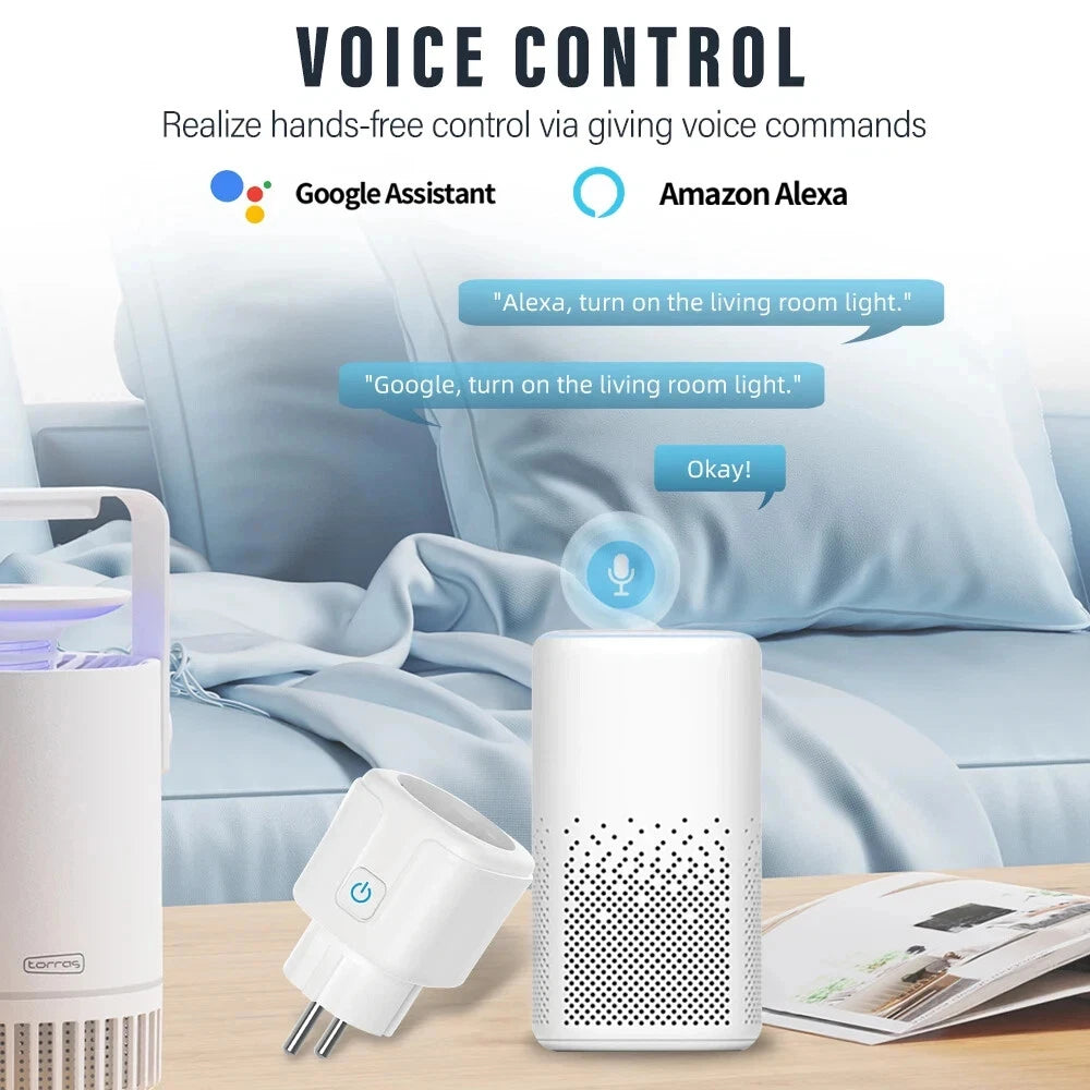 🔌📱 Tuya WiFi Smart Plug EU Socket 16A/20A – Έξυπνη Πρίζα με Power Monitor, Timer & Voice Control ⚡ Συμβατή με Alexa & Google Home