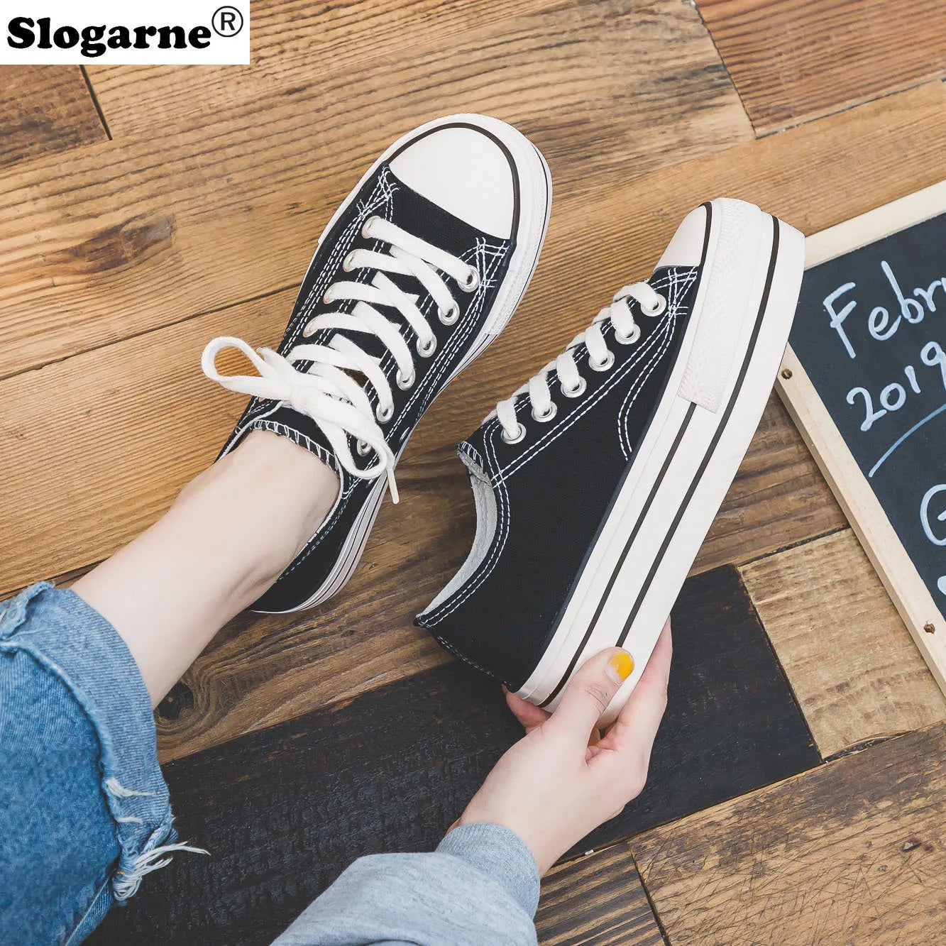 👟💖 Γυναικεία Canvas Sneakers με Κρυφό Τακούνι & Παχιά Σόλα 4.5CM 💖👟