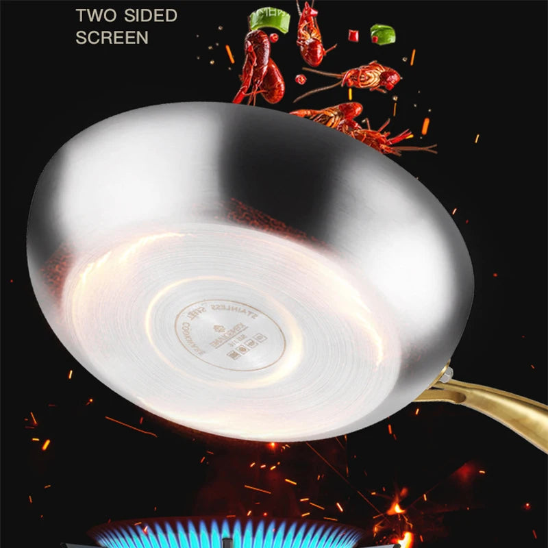 🥘 Τηγάνι Wok 316 Ανοξείδωτου Ατσαλιού – 7 Πάτων & Αντικολλητική Τεχνολογία | Ιδανικό για Μπριζόλες, Λαχανικά & Καθημερινό Μαγείρεμα